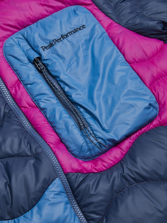 Blue / Pink Men Peak Performance Helium Utility Flo Limited Hood Down Jacket | US-AJMZG4756