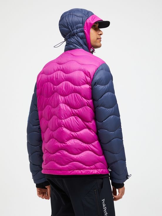 Blue / Pink Men Peak Performance Helium Utility Flo Limited Hood Down Jacket | US-AJMZG4756