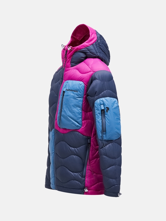 Blue / Pink Men Peak Performance Helium Utility Flo Limited Hood Down Jacket | US-AJMZG4756