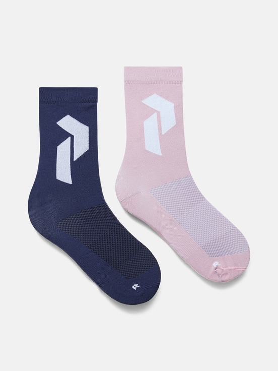 Blue / Pink Women Peak Performance Crew 2-pack Socks | US-SODRY6158