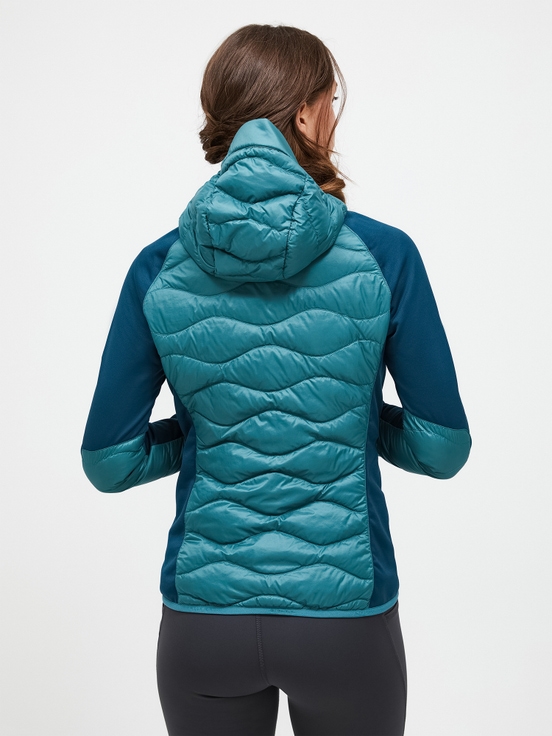 Blue / Turquoise Women Peak Performance Helium Hybrid Hood Down Jacket | US-JLHIV4506