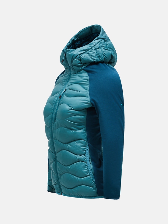 Blue / Turquoise Women Peak Performance Helium Hybrid Hood Down Jacket | US-JLHIV4506