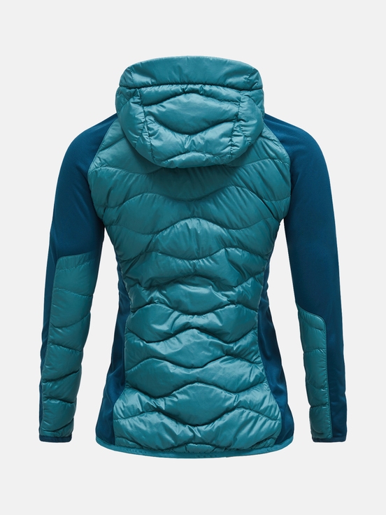 Blue / Turquoise Women Peak Performance Helium Hybrid Hood Down Jacket | US-JLHIV4506