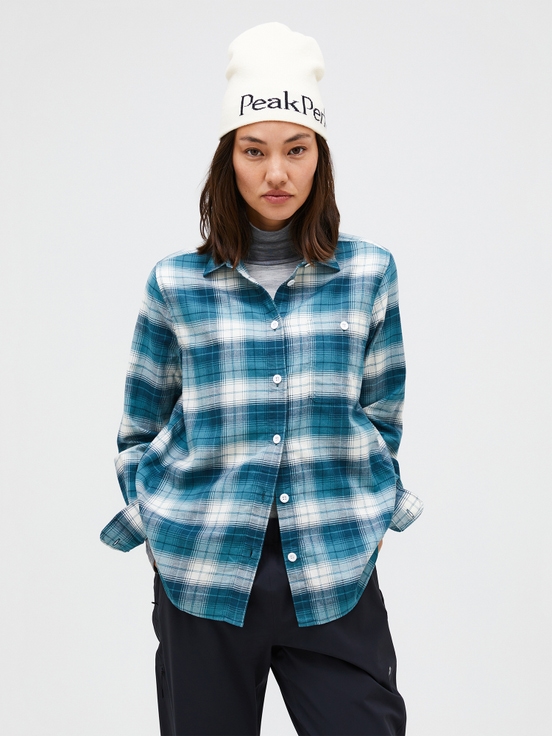 Blue / White Women Peak Performance Cotton Flannel Shirts | US-OMFBV0956