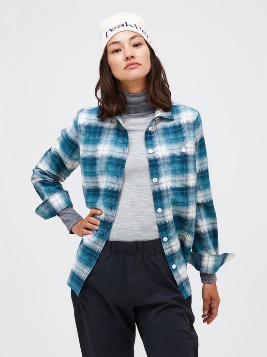 Blue / White Women Peak Performance Cotton Flannel Shirts | US-OMFBV0956