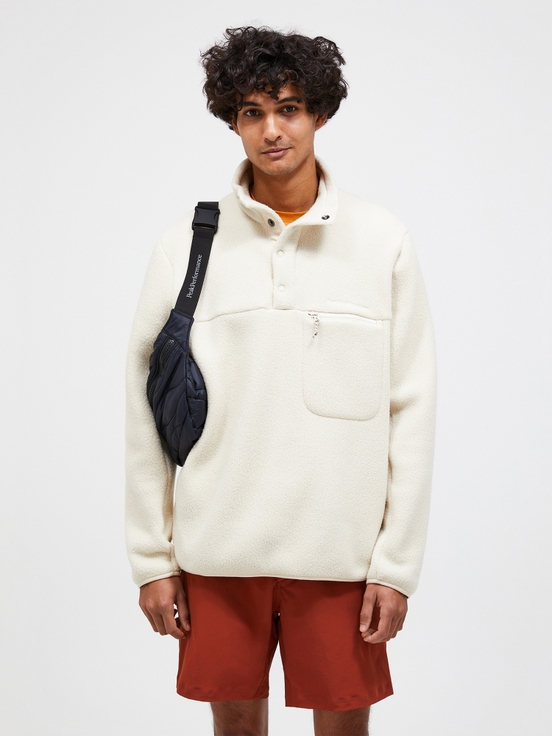 Cream Men Peak Performance Fleece Snap T-neck Sweater | US-AJUSK9816