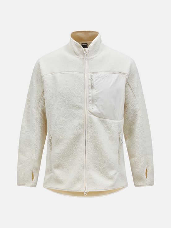 Cream Men Peak Performance Pile Zip Fleece Jacket | US-ZJKYC8594