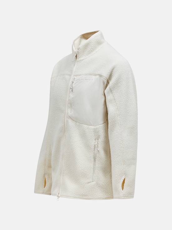 Cream Men Peak Performance Pile Zip Fleece Jacket | US-ZJKYC8594