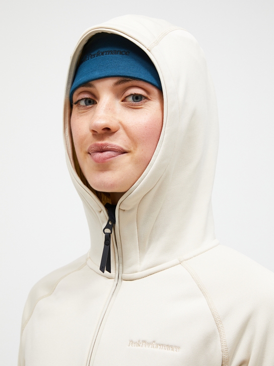 Cream Women Peak Performance Chill Light Zip Hood Midlayers | US-RAWIJ8149