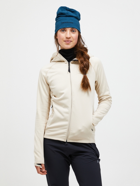 Cream Women Peak Performance Chill Light Zip Hood Midlayers | US-RAWIJ8149