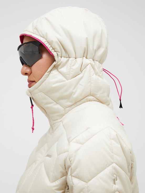 Cream Women Peak Performance Elevate Hood Winter Jacket | US-QDAOU8176