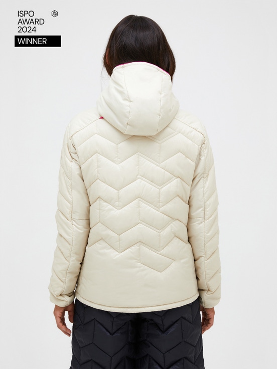 Cream Women Peak Performance Elevate Hood Winter Jacket | US-QDAOU8176