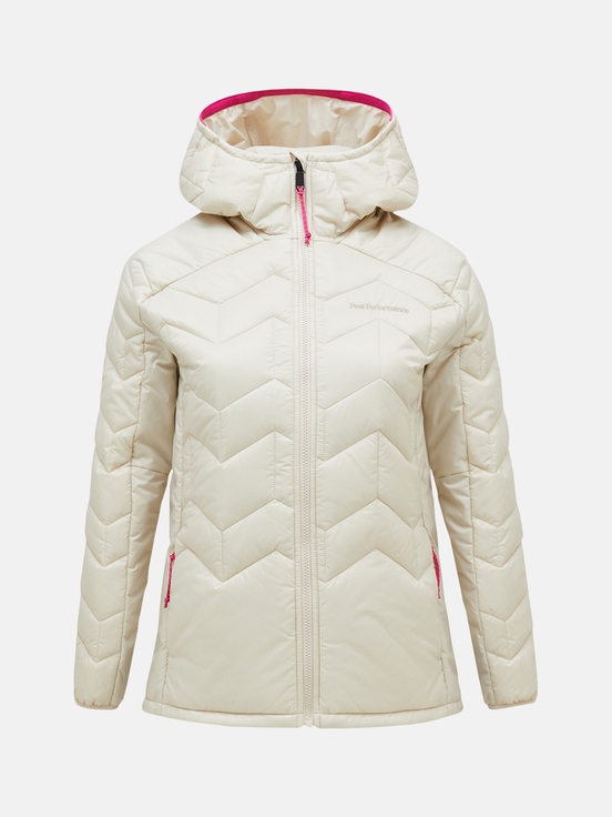 Cream Women Peak Performance Elevate Hood Winter Jacket | US-QDAOU8176