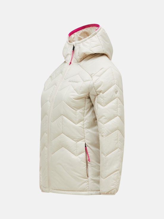 Cream Women Peak Performance Elevate Hood Winter Jacket | US-QDAOU8176