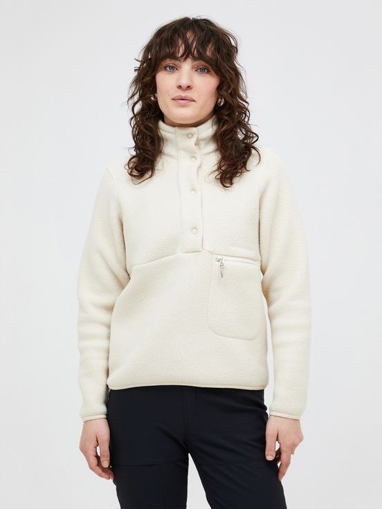 Cream Women Peak Performance Fleece Snap T-neck Sweater | US-QVOHT9021