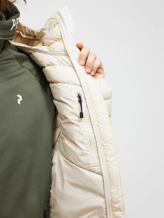 Cream Women Peak Performance Frost Hood Down Jacket | US-VGPCE9763