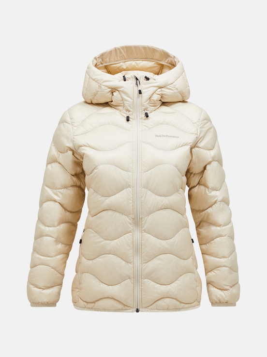 Cream Women Peak Performance Helium Hood Down Jacket | US-LOKXI5874