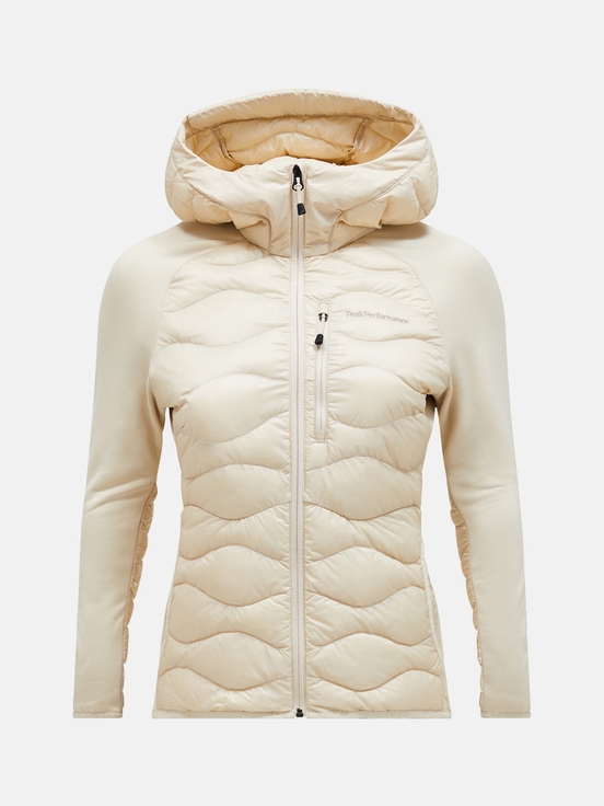 Cream Women Peak Performance Helium Hybrid Hood Down Jacket | US-BYNAS2367