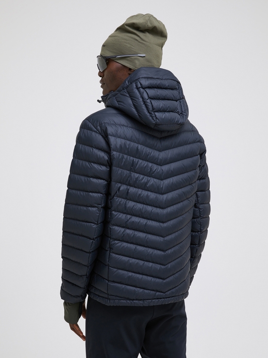 Dark Blue Men Peak Performance Frost Hood Down Jacket | US-ZNYTC4260