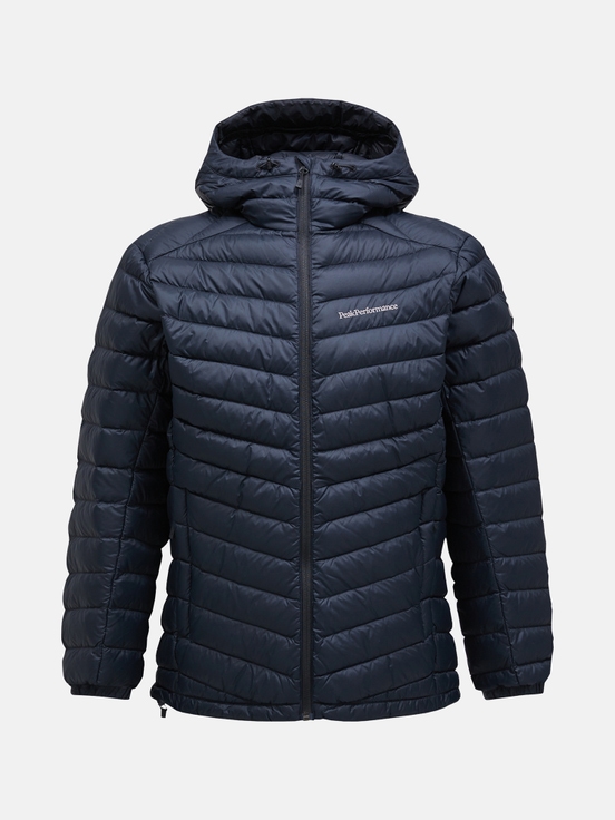 Dark Blue Men Peak Performance Frost Hood Down Jacket | US-ZNYTC4260