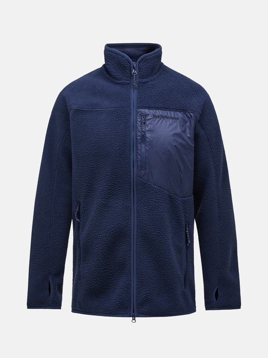 Dark Blue Men Peak Performance Pile Zip Fleece Jacket | US-XWZMA2946