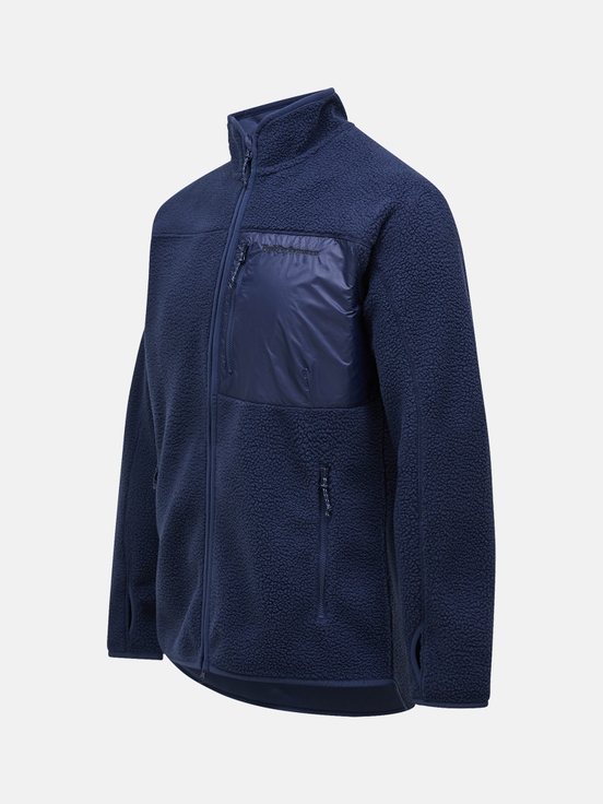 Dark Blue Men Peak Performance Pile Zip Fleece Jacket | US-XWZMA2946