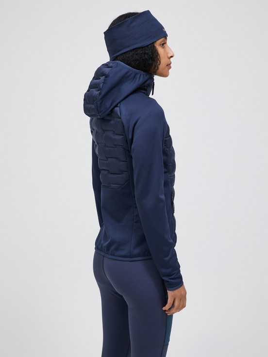 Dark Blue Women Peak Performance Argon Hybrid Hood Winter Jacket | US-UAPGM5817