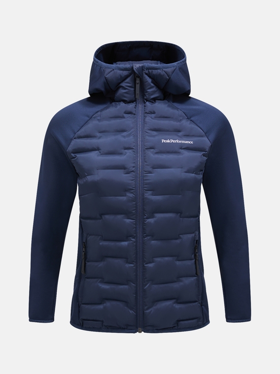 Dark Blue Women Peak Performance Argon Hybrid Hood Winter Jacket | US-UAPGM5817