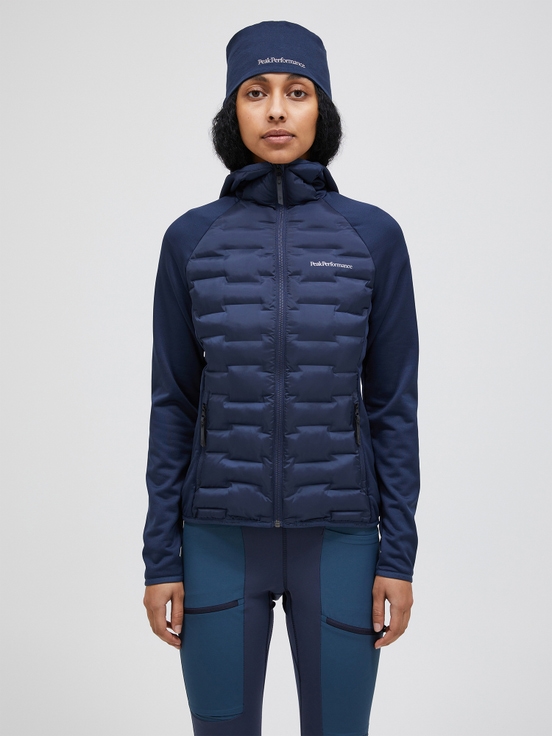 Dark Blue Women Peak Performance Argon Hybrid Hood Winter Jacket | US-UAPGM5817