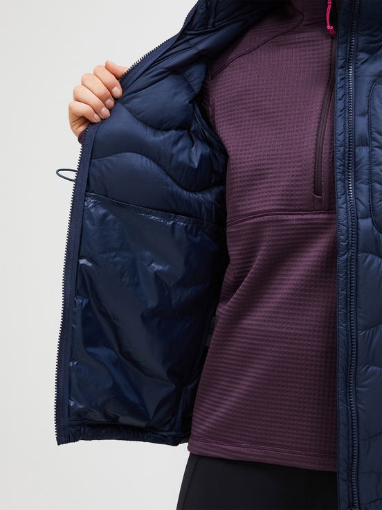 Dark Blue Women Peak Performance Helium Utility Hood Down Jacket | US-ZAFNX9140