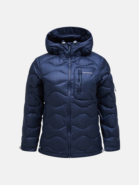 Dark Blue Women Peak Performance Helium Utility Hood Down Jacket | US-ZAFNX9140