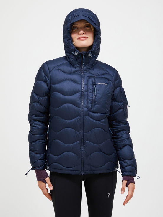 Dark Blue Women Peak Performance Helium Utility Hood Down Jacket | US-ZAFNX9140