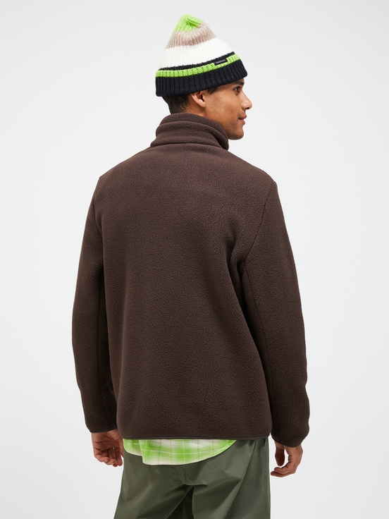 Dark Brown Men Peak Performance Fleece Snap T-neck Sweater | US-MXPFV8639