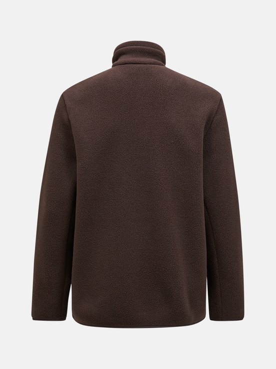 Dark Brown Men Peak Performance Fleece Snap T-neck Sweater | US-MXPFV8639