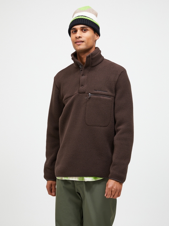 Dark Brown Men Peak Performance Fleece Snap T-neck Sweater | US-MXPFV8639