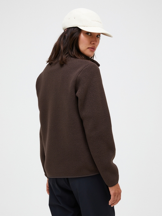 Dark Brown Women Peak Performance Fleece Snap T-neck Sweater | US-TJMZG7209