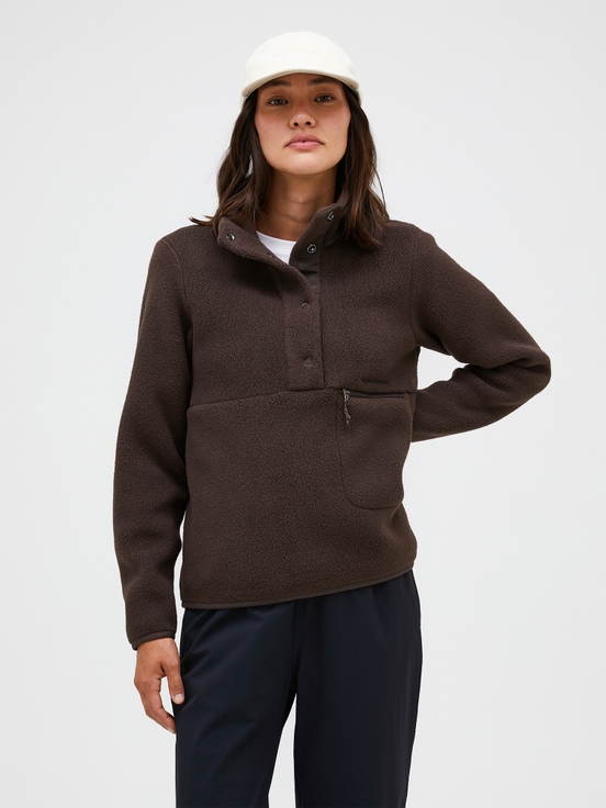 Dark Brown Women Peak Performance Fleece Snap T-neck Sweater | US-TJMZG7209