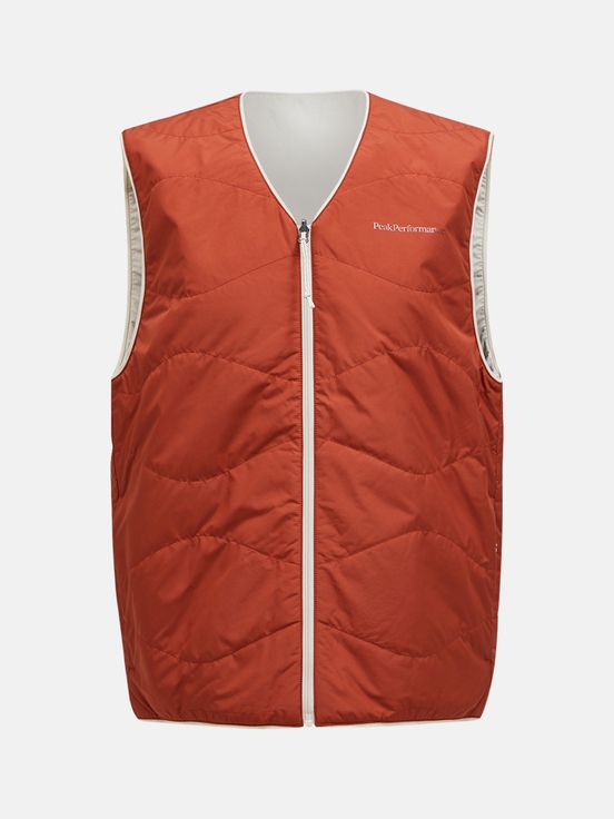 Dark Orange / White Men Peak Performance Insulated Reversible Vest | US-ODSWU1369