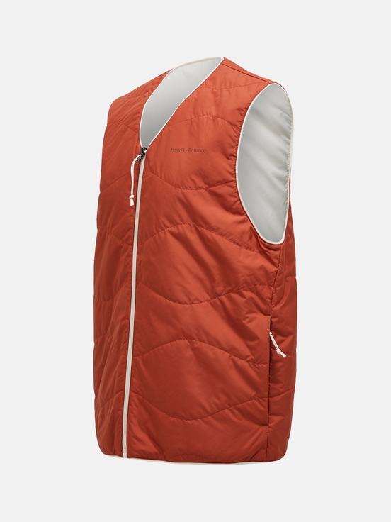 Dark Orange / White Men Peak Performance Insulated Reversible Vest | US-ODSWU1369