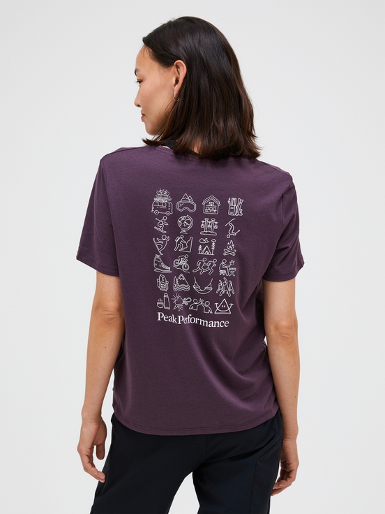 Dark Purple Women Peak Performance Explore Graphic T-shirt | US-YRUGL4389