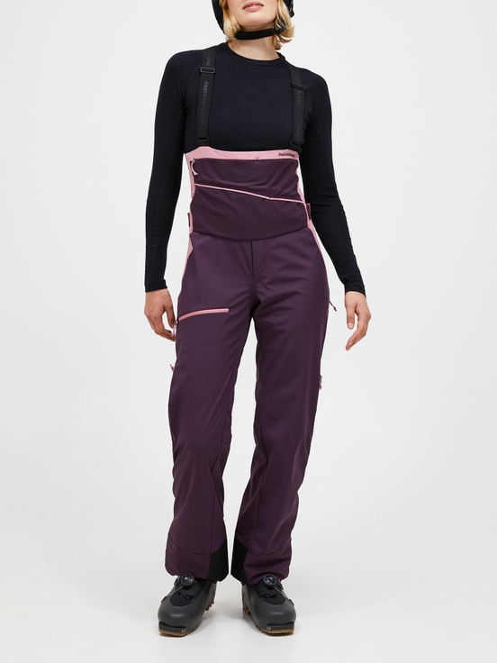 Dark Purple Women Peak Performance Stretch Softshell Bib Pants | US-BXZDE5238