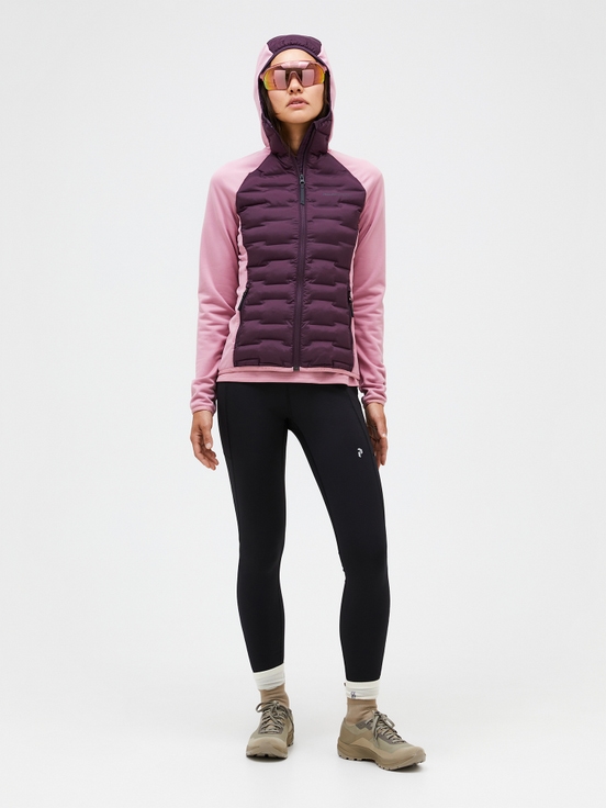 Dark Purple / Pink Women Peak Performance Argon Hybrid Hood Winter Jacket | US-TAFOB5248