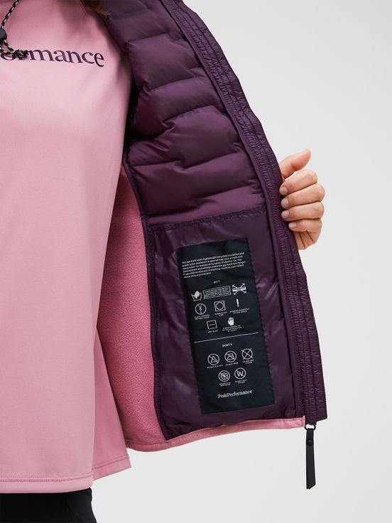 Dark Purple / Pink Women Peak Performance Argon Hybrid Hood Winter Jacket | US-TAFOB5248