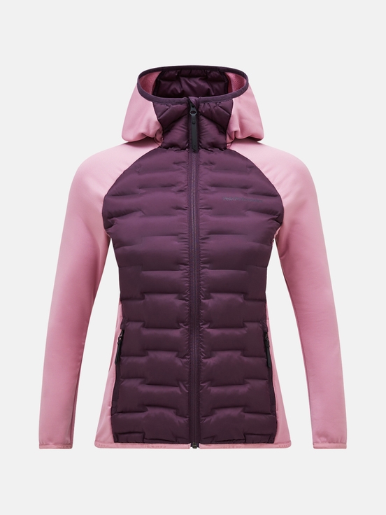 Dark Purple / Pink Women Peak Performance Argon Hybrid Hood Winter Jacket | US-TAFOB5248