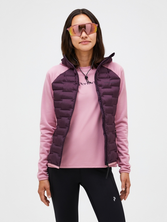 Dark Purple / Pink Women Peak Performance Argon Hybrid Hood Winter Jacket | US-TAFOB5248