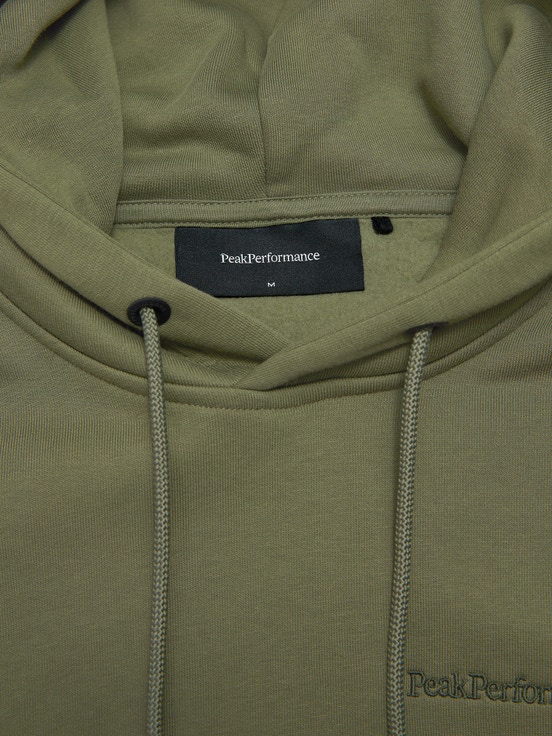 Green Men Peak Performance Original Small Logo Hood Hoodie | US-TPQLV0945