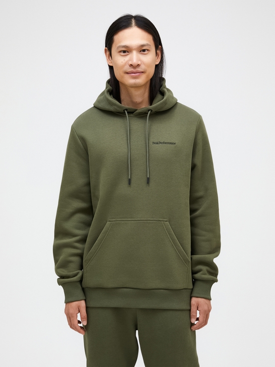 Green Men Peak Performance Original Small Logo Hood Hoodie | US-TPQLV0945