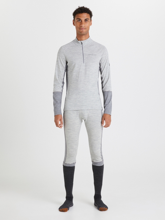 Grey Men Peak Performance Magic Half Zip Wool-blend Base Layer | US-QXDHG8635