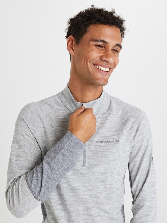 Grey Men Peak Performance Magic Half Zip Wool-blend Base Layer | US-QXDHG8635