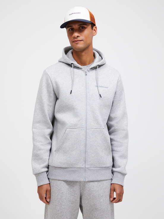 Grey Men Peak Performance Original Small Logo Zip Hoodie | US-NRJKQ5860